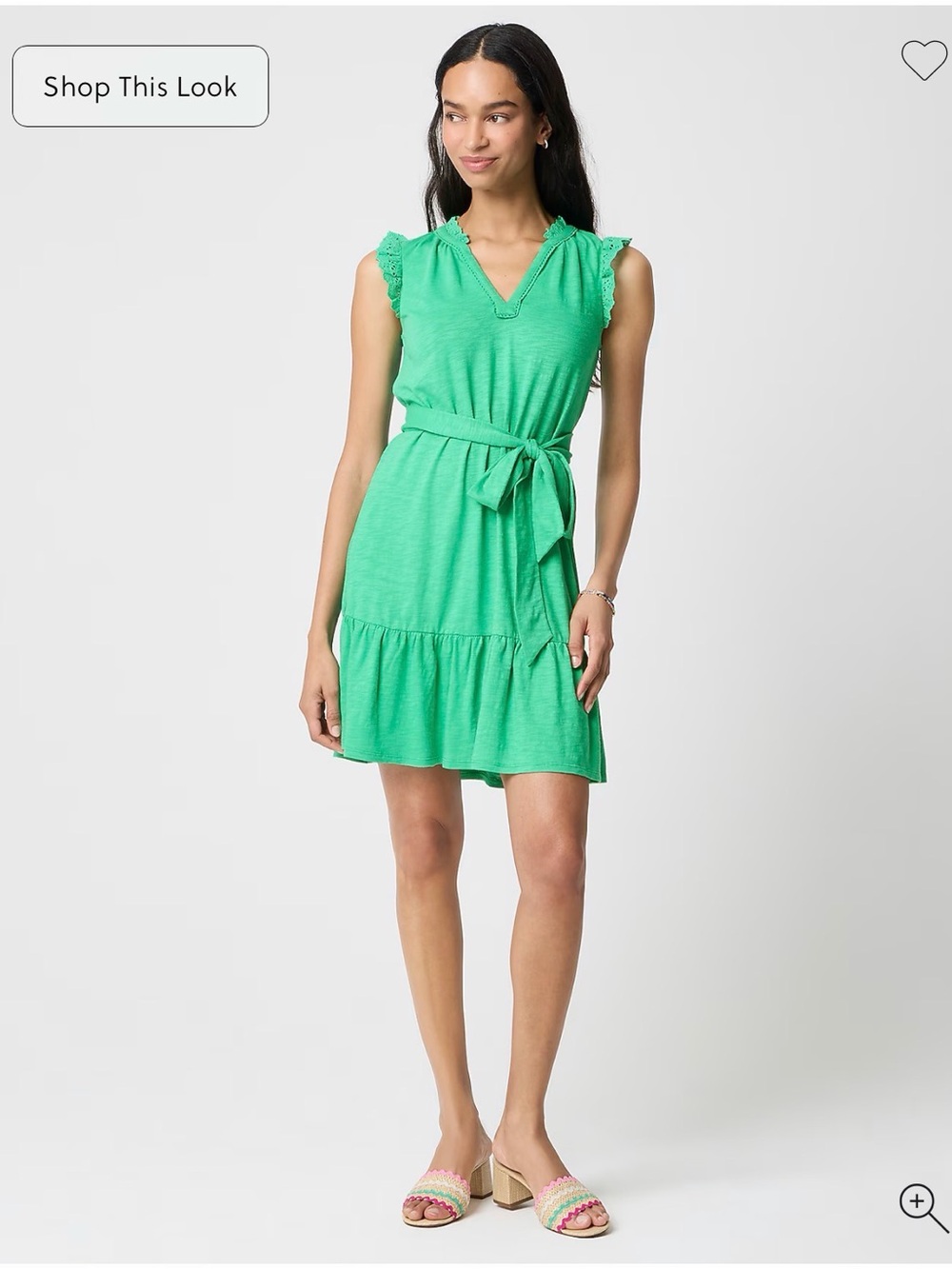 Brand New J. Crew Bright Green Eyelet Cap Sleeve Belted Cotton Dress